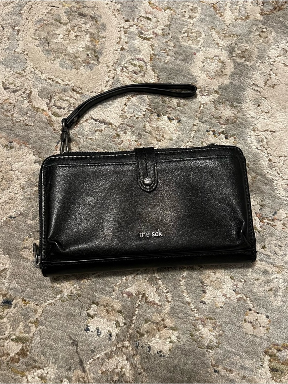 The Sak Black Leather 3-in-1 Wristlet Clutch